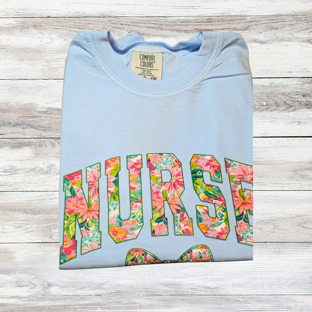 Floral “Nurse” Graphic Tee|5232