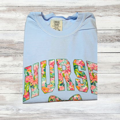 Floral “Nurse” Graphic Tee|5232