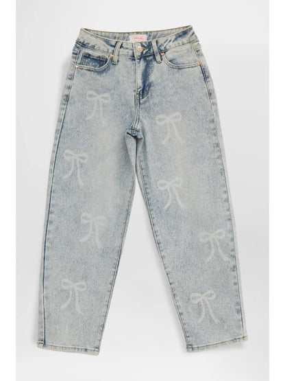 Girls Layla Bow Print Barrel Jean|9159