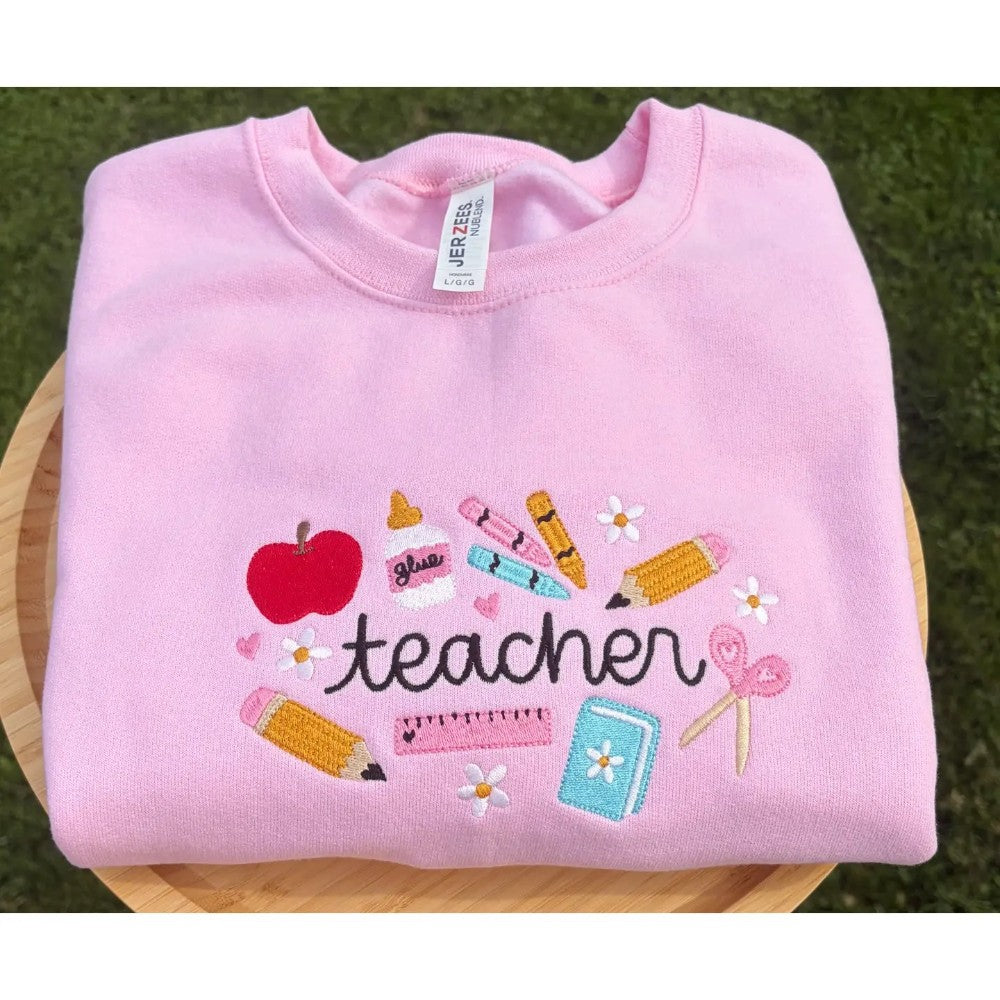 Teacher Icons Embroidered Crew|8760