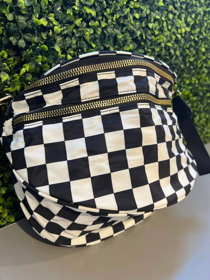 Checkered Double Zip Nylon Bag (MORE COLORS!)