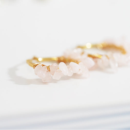 Moderno Stone Hoop Earrings - Pink|1328