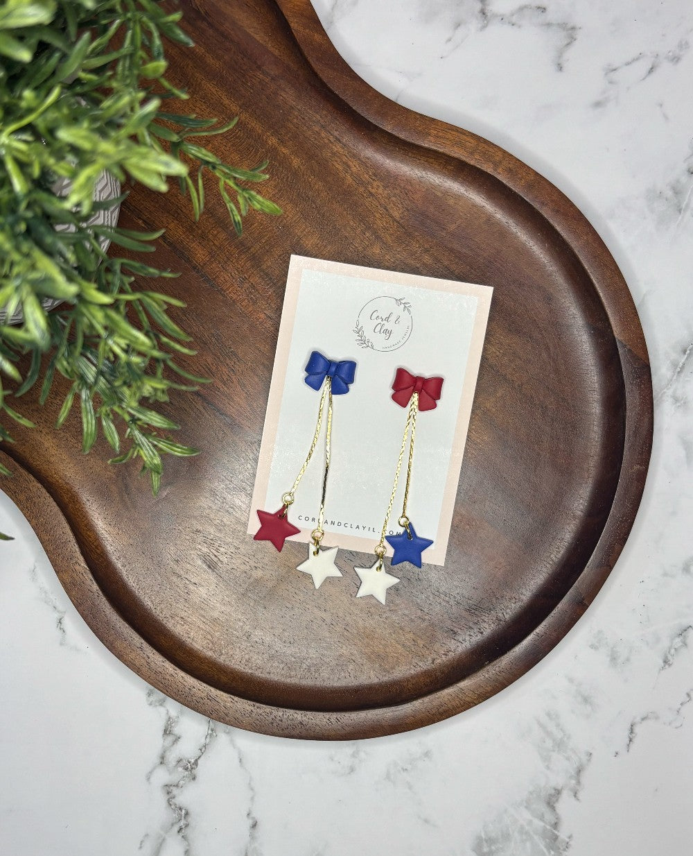 Red, White & Bow Dangles|7922