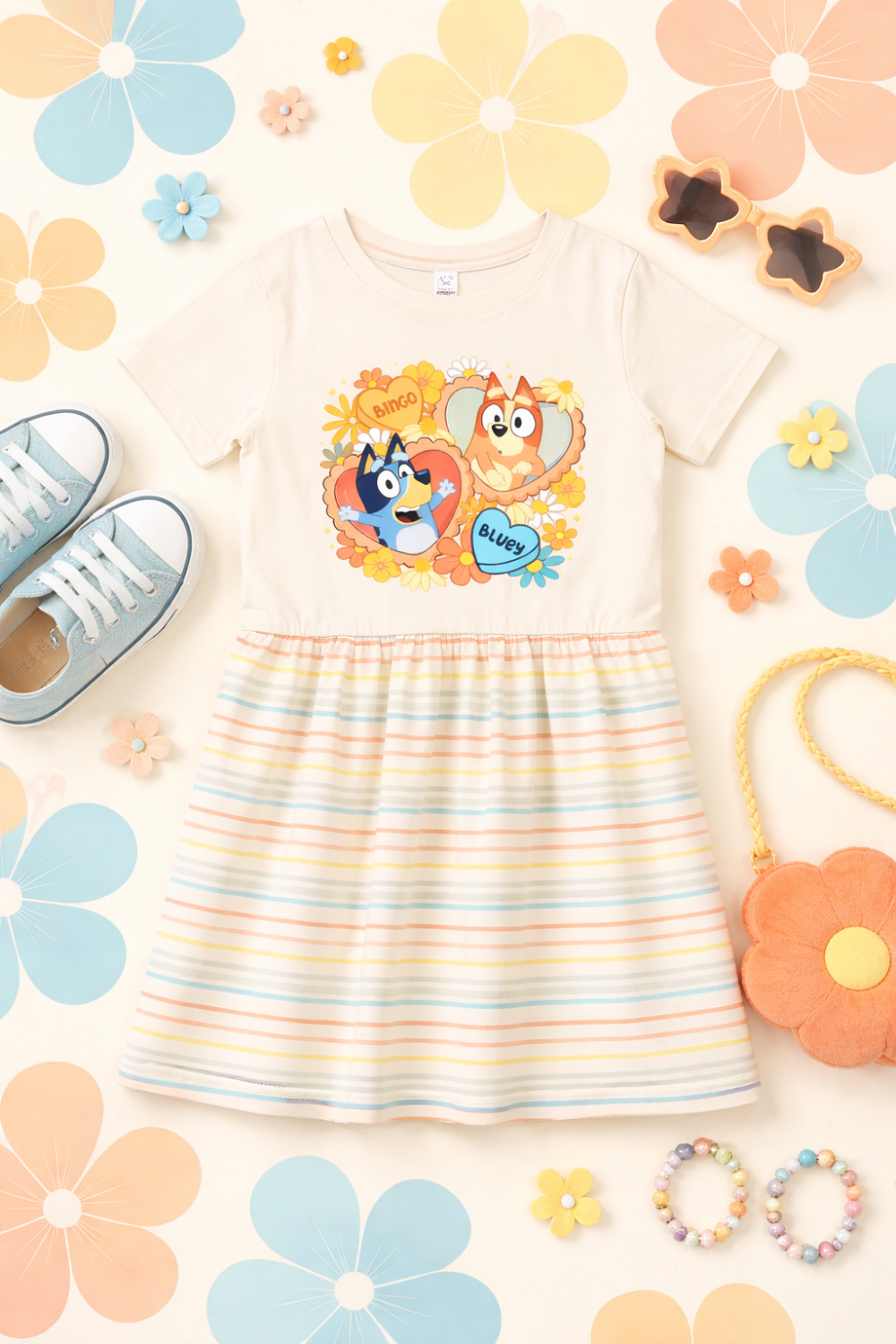 Bingo and Bluey Toddler Dress|6911
