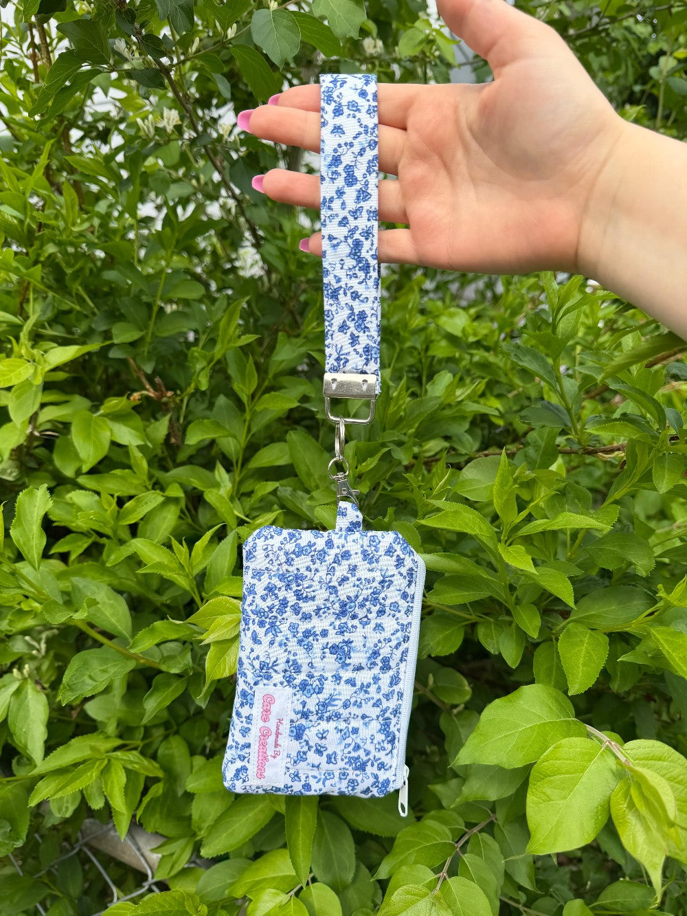 Keychain Wallet Blue Floral|7404
