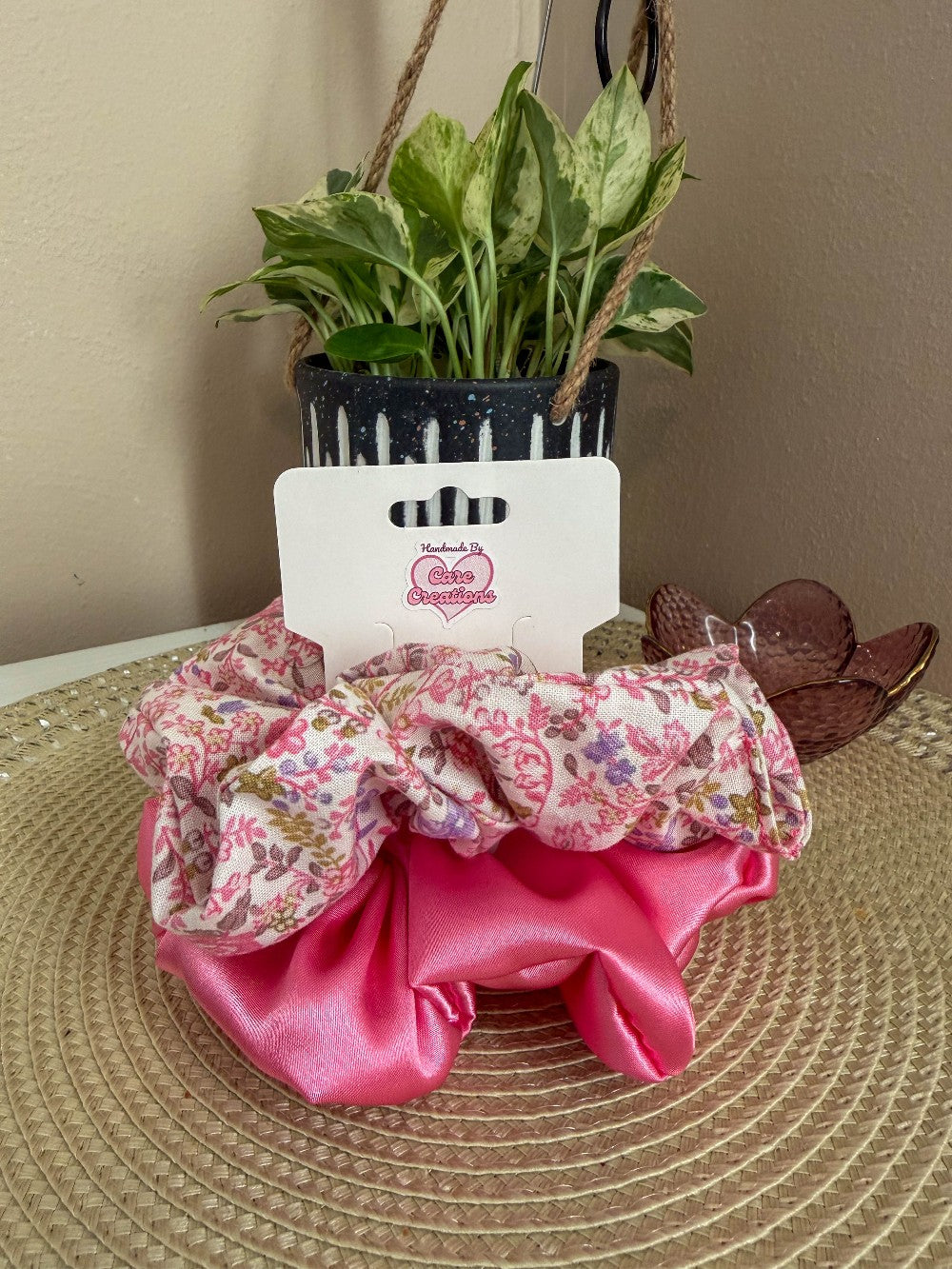 Scrunchie Set Pink & Floral Pattern|7413