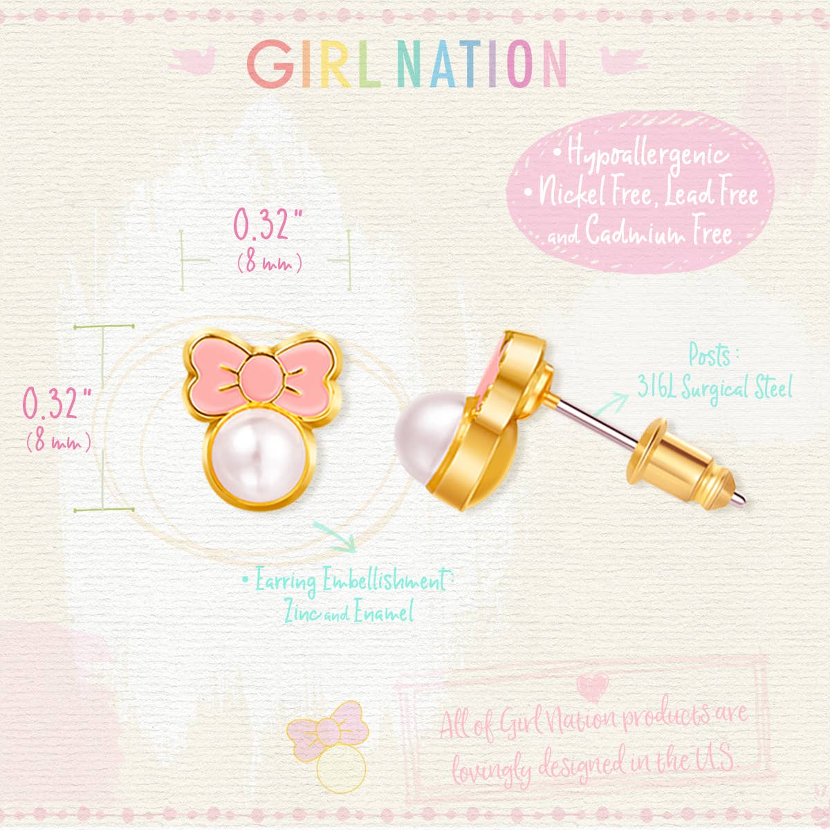 Pink Chic Bow Cutie Stud Earrings