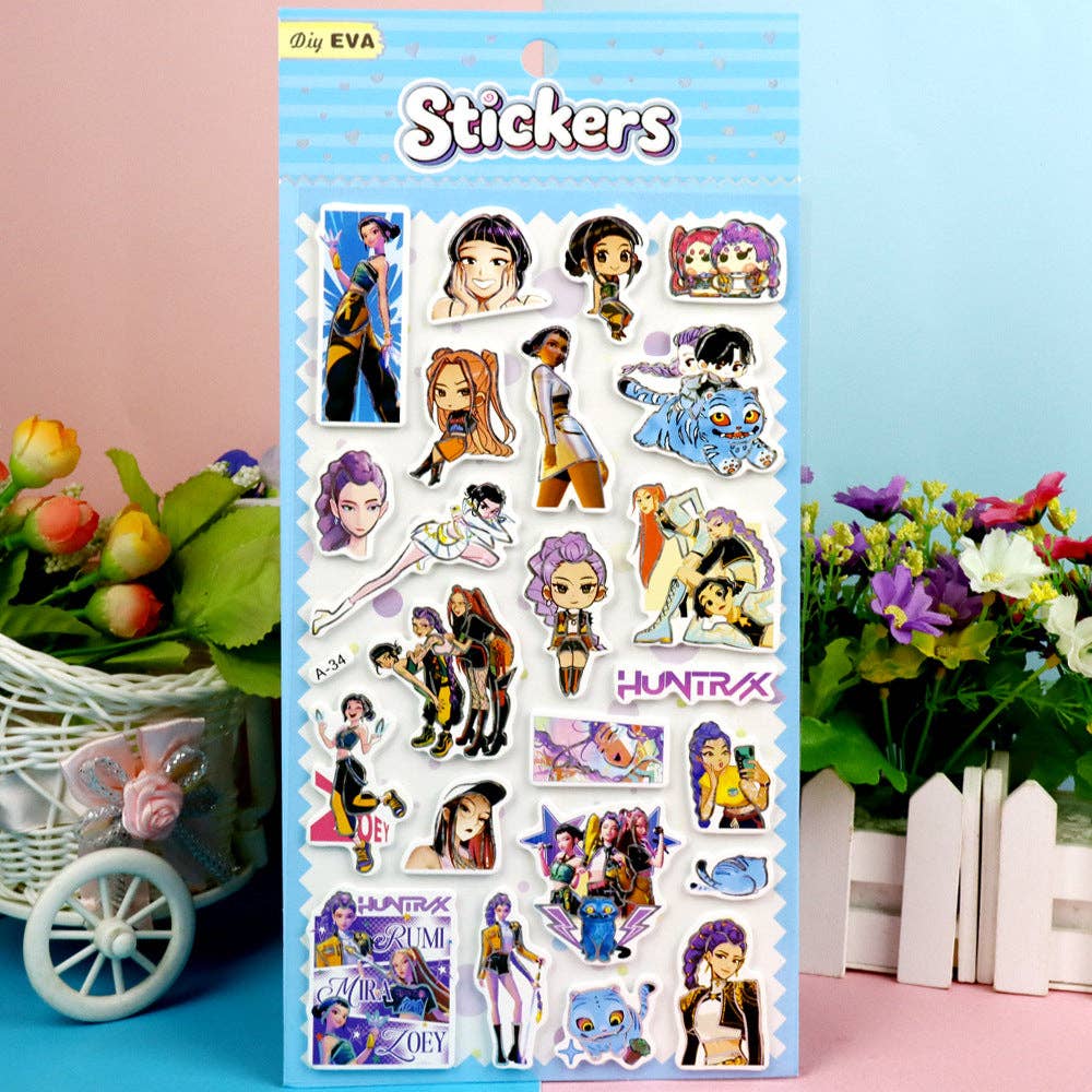 KPOP demon hunters EVA Laser 3D Bubble Stickers