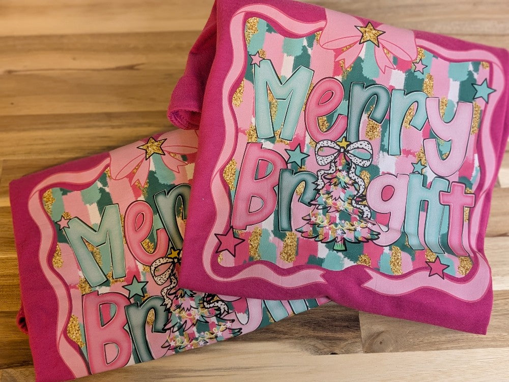 Merry & Bright Chic Kids Christmas Tee|2240