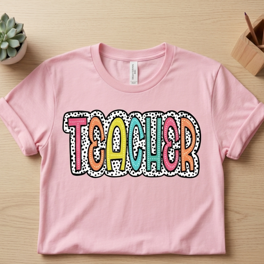 Polka Dot Teacher Tee|7871