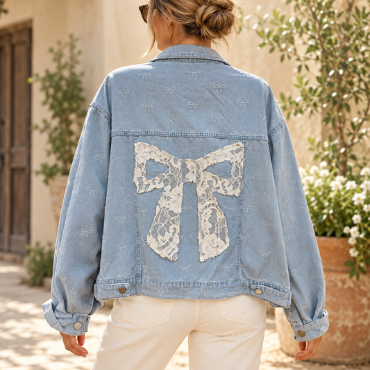 Bow Lace Denim Jacket|9278