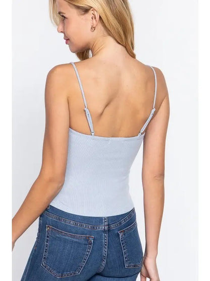 Ribbed Double Layer Tank - Robin|7398