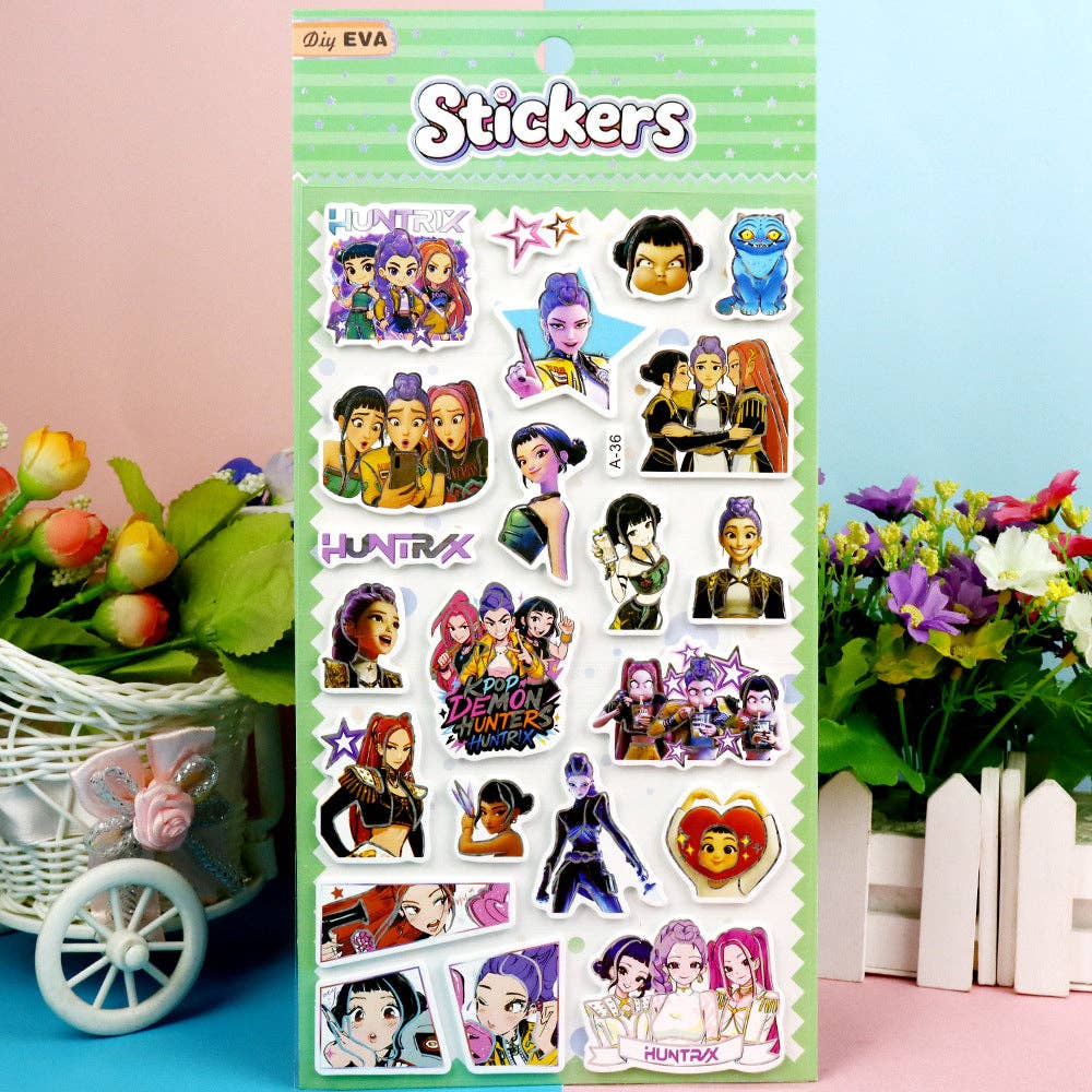KPOP demon hunters EVA Laser 3D Bubble Stickers