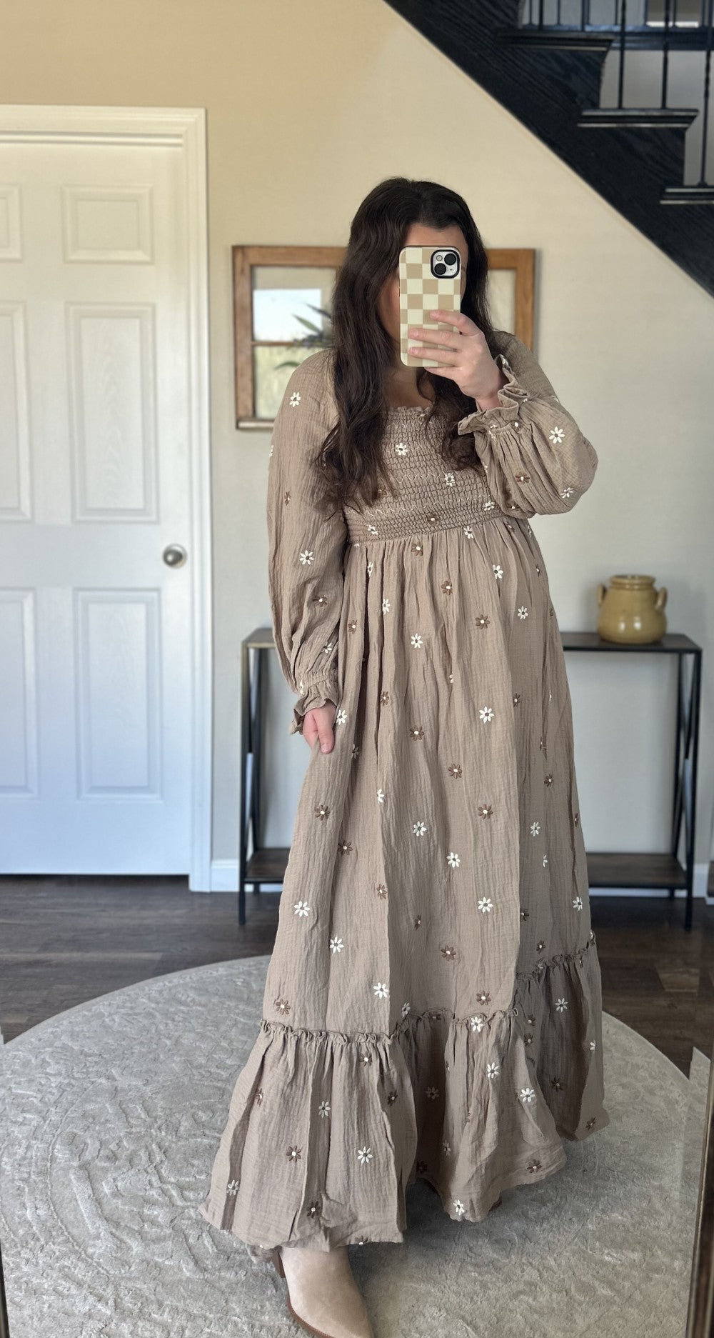 Taupe Floral Maxi Dress|755