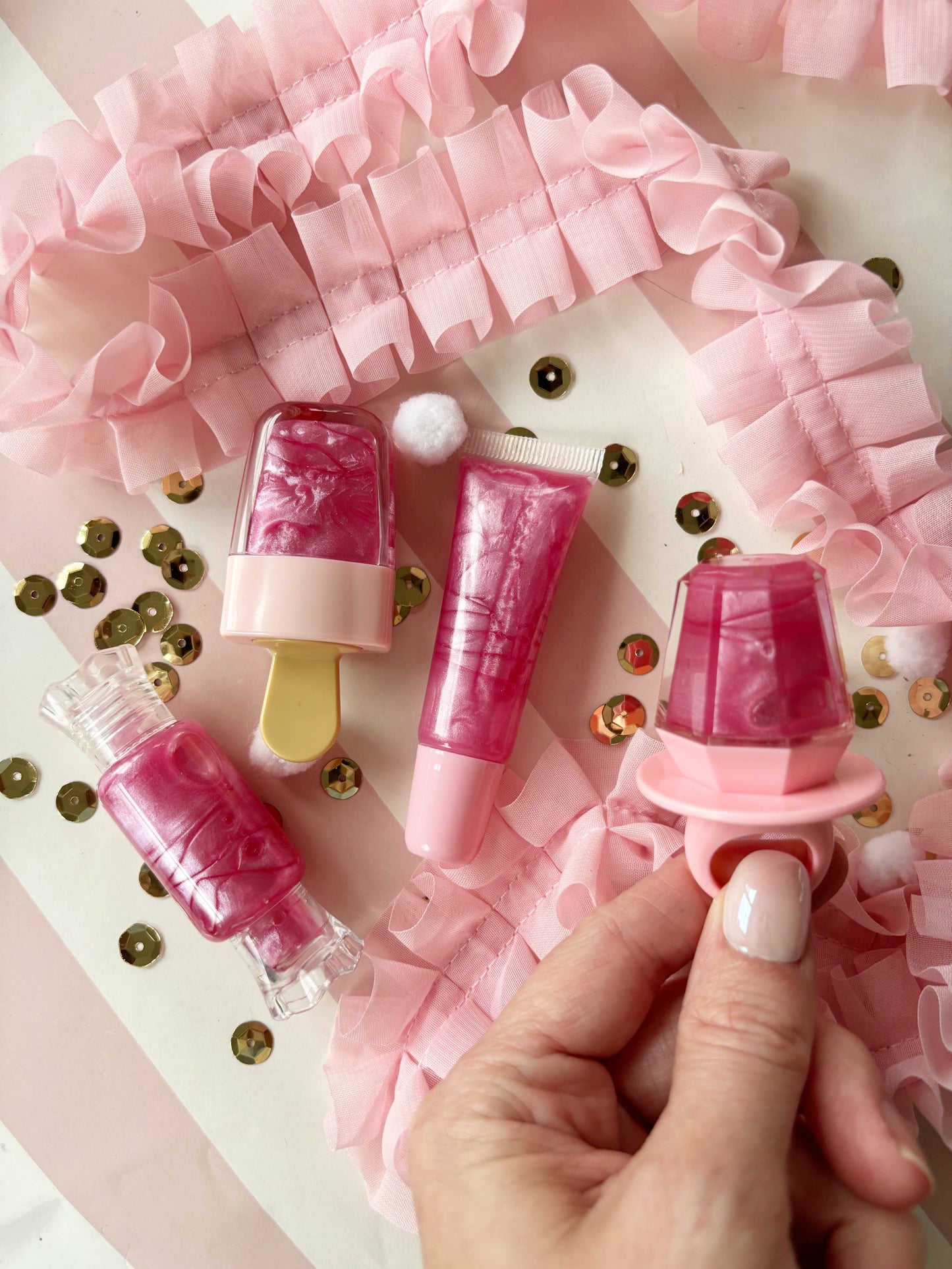Cool Pink Ring Pop Lip Gloss