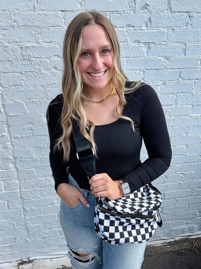 Checkered Double Zip Nylon Bag (MORE COLORS!)
