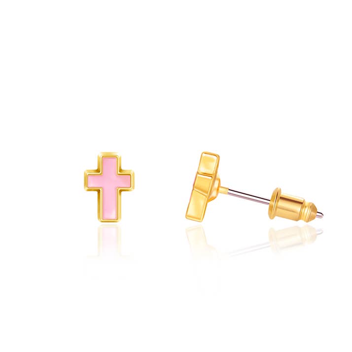 Pink Cross Cutie Stud Earrings