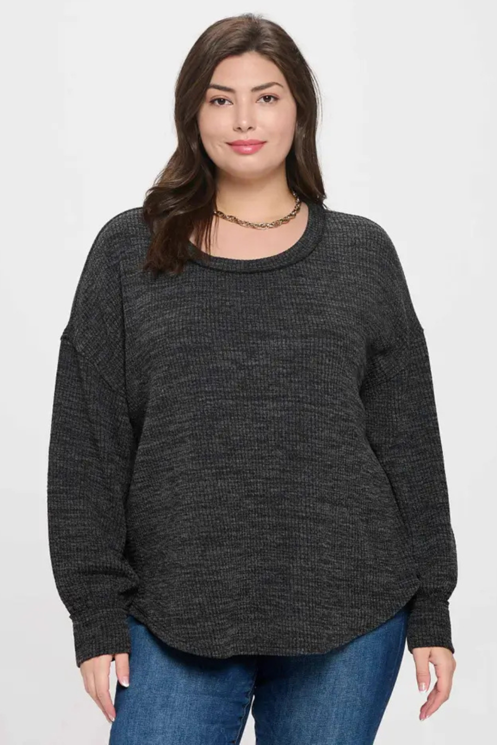 PLUS Drop Shoulder Long Sleeve Sweater|2665