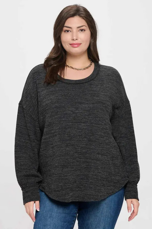 PLUS Drop Shoulder Long Sleeve Sweater|2665
