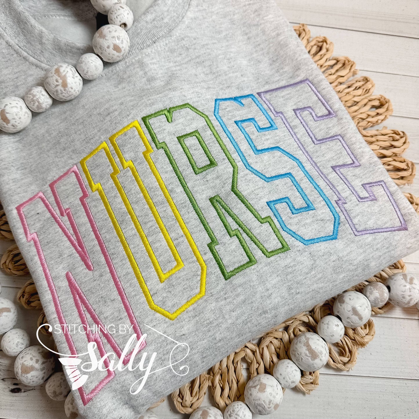NURSE Embroidered Varsity Crewneck Sweatshirt