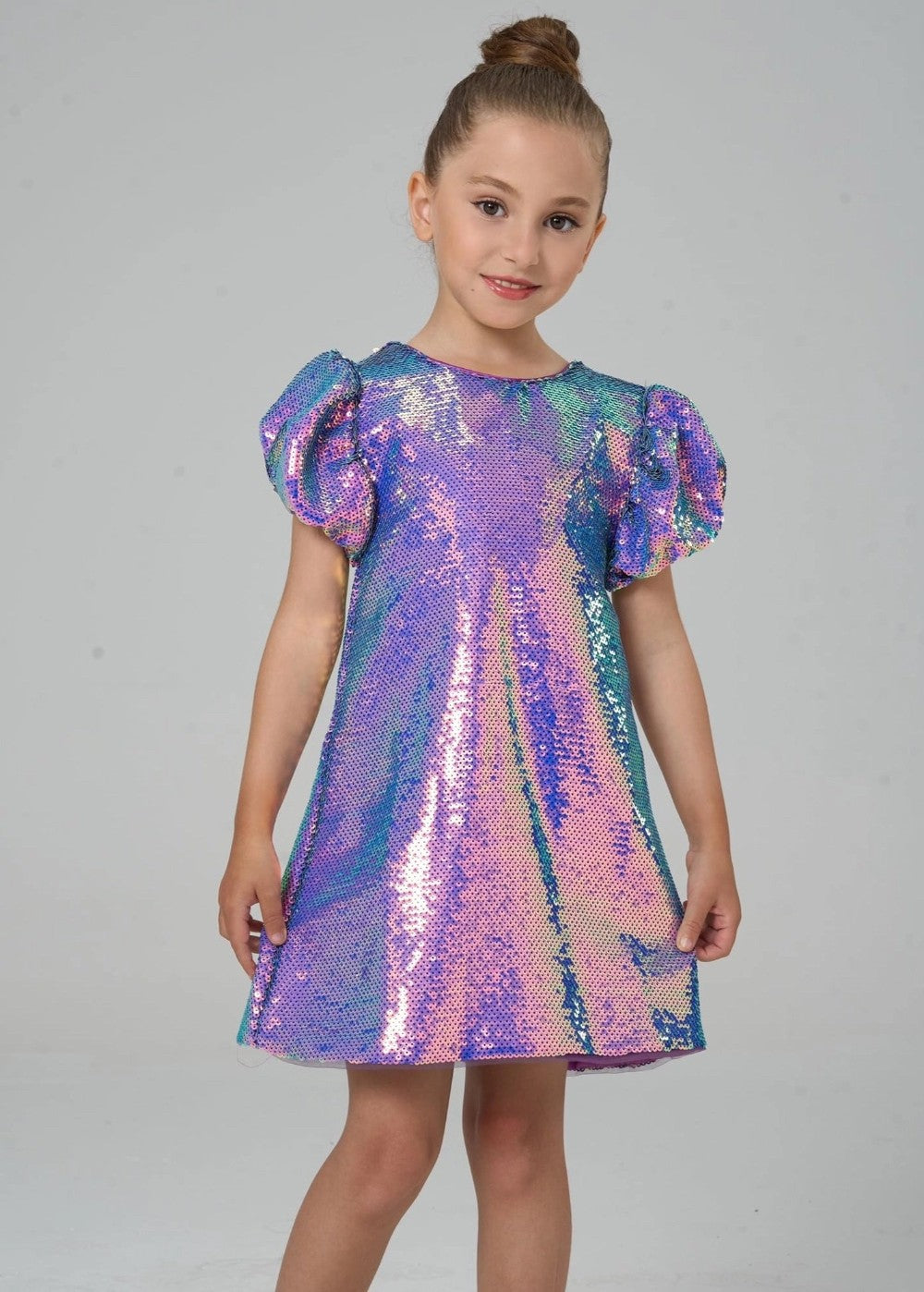 Mystic Mermaid Sequin Puff Sleeve Dress|8576