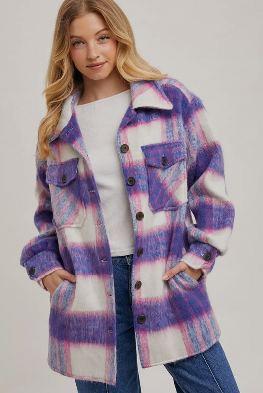 Brushed Flannel Plaid Shacket|910