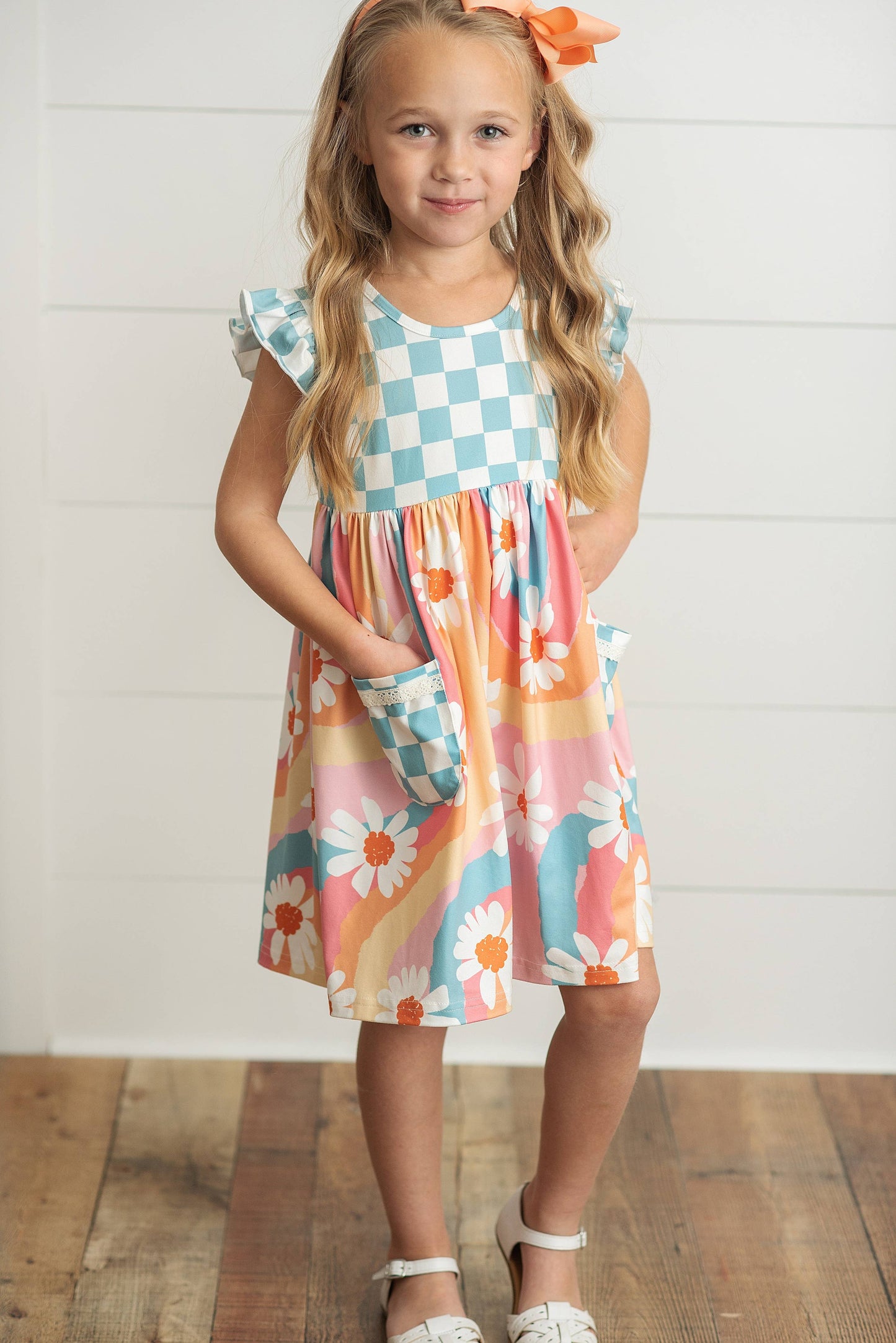 Retro Check Daisy Twirl Dress