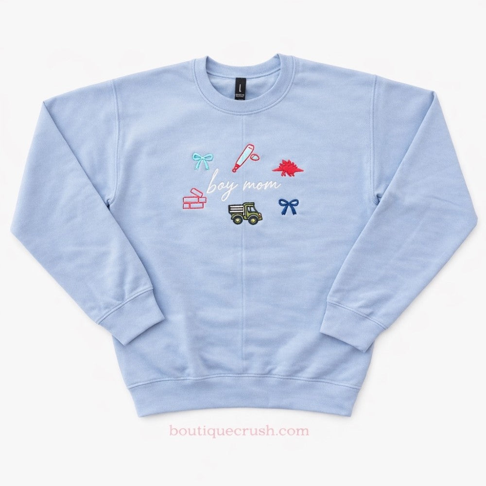 Embroidered Boy Mom Sweatshirt|6282