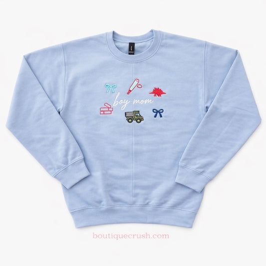 Embroidered Boy Mom Sweatshirt|6282
