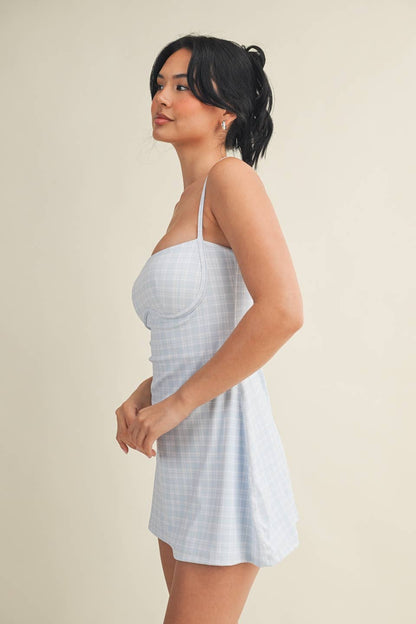 Plaid Print Sweetheart Dress