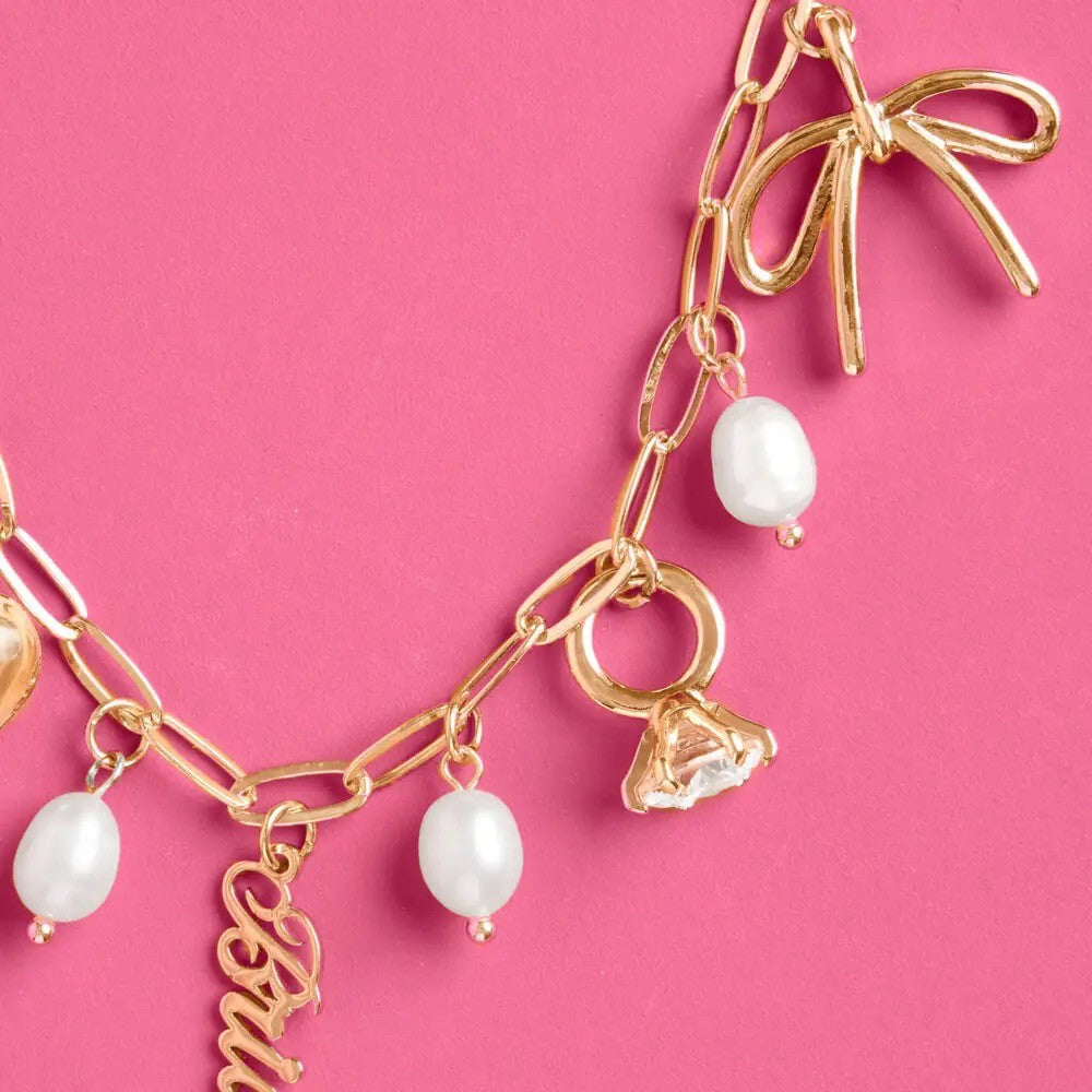 Gold Bride Charm Necklace|7736