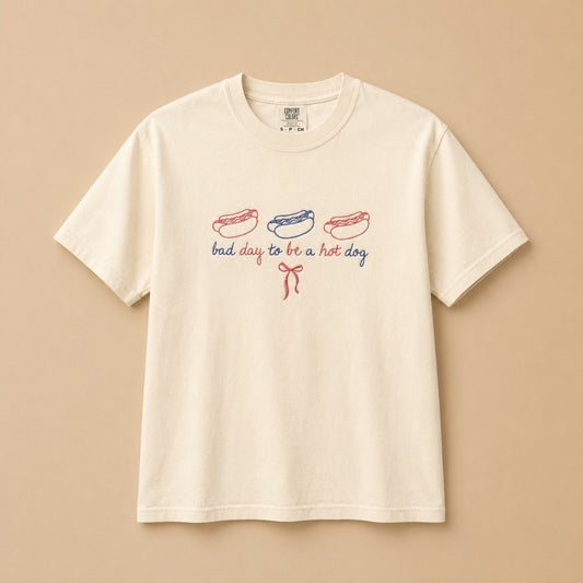 Bad Day To Be A Hot Dog Embroidered Tee|8178