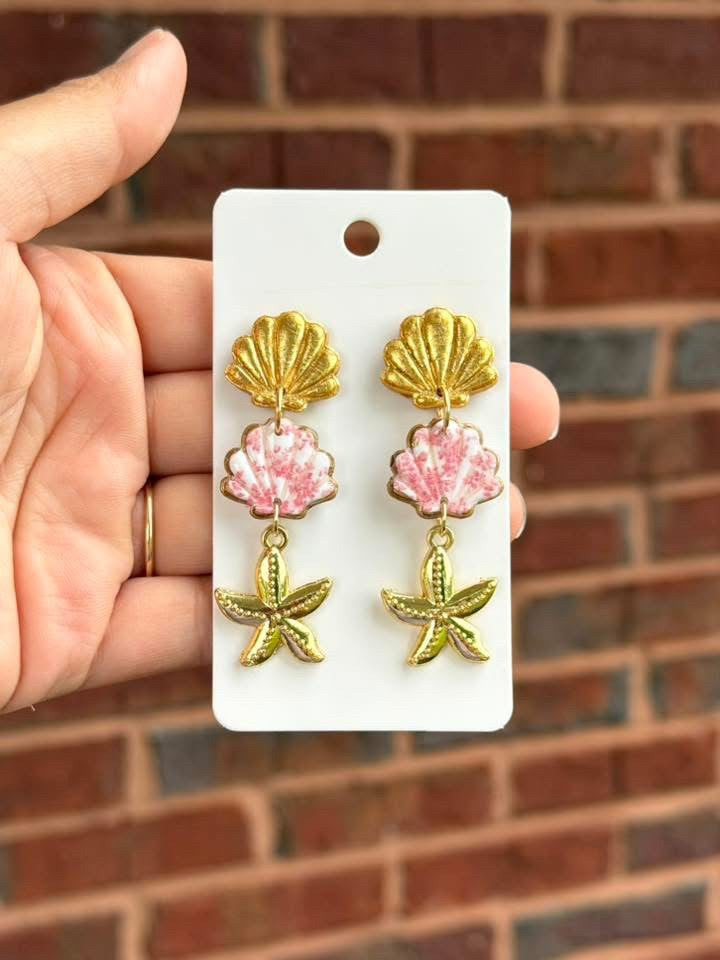 Beach clay dangling earrings|7892