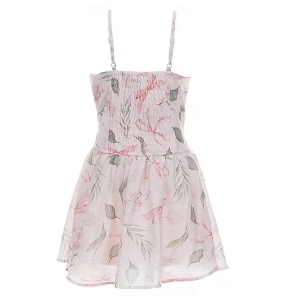 Tween Floral Print Sweetheart Neckline Spaghetti Strap Dress|7646
