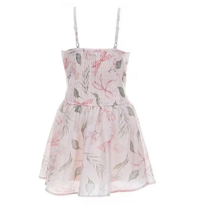 Tween Floral Print Sweetheart Neckline Spaghetti Strap Dress|7646