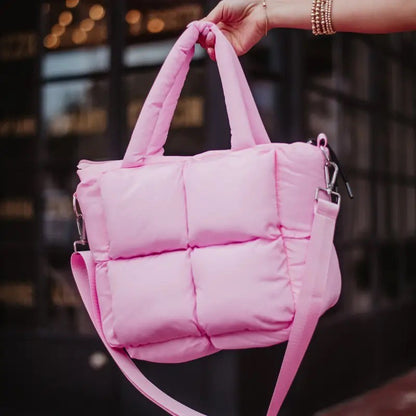 Light Pink Mini Puffer Tote Handbag|7656