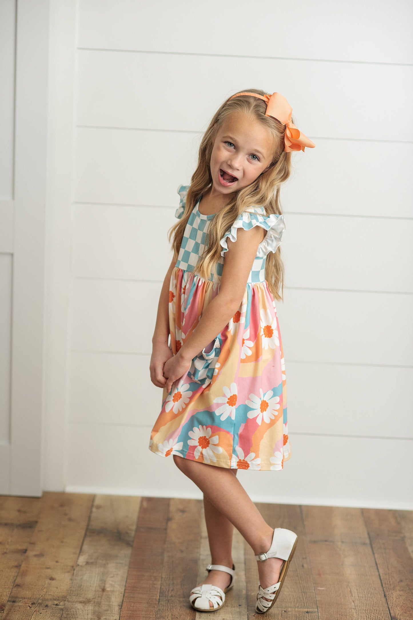 Retro Check Daisy Twirl Dress