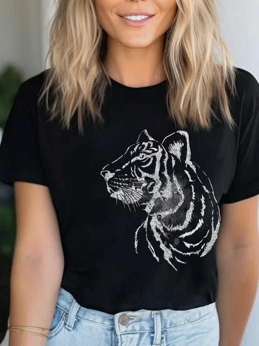 Black Tiger Head Tee|8538