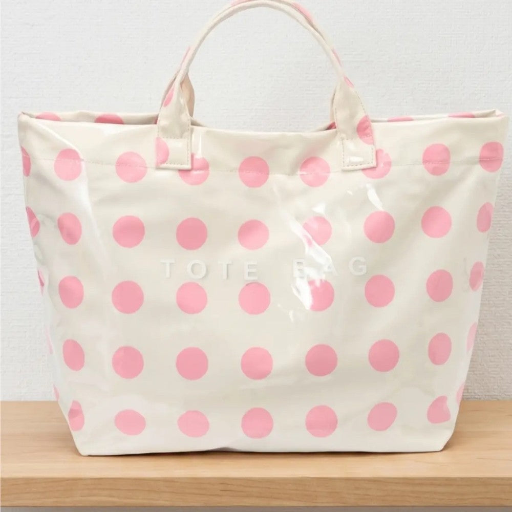Pink Polka Dot Tote Bag|8145