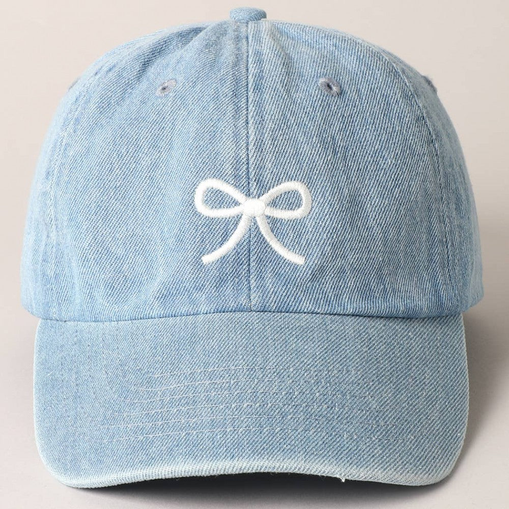 Embroidered Bow Denim Baseball Cap|1889