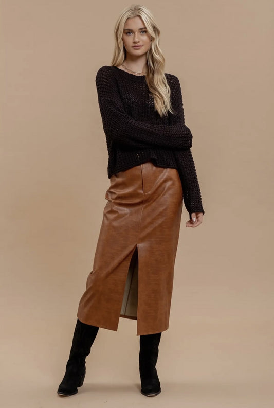 Crew Neck Crochet Knit Sweater|1871