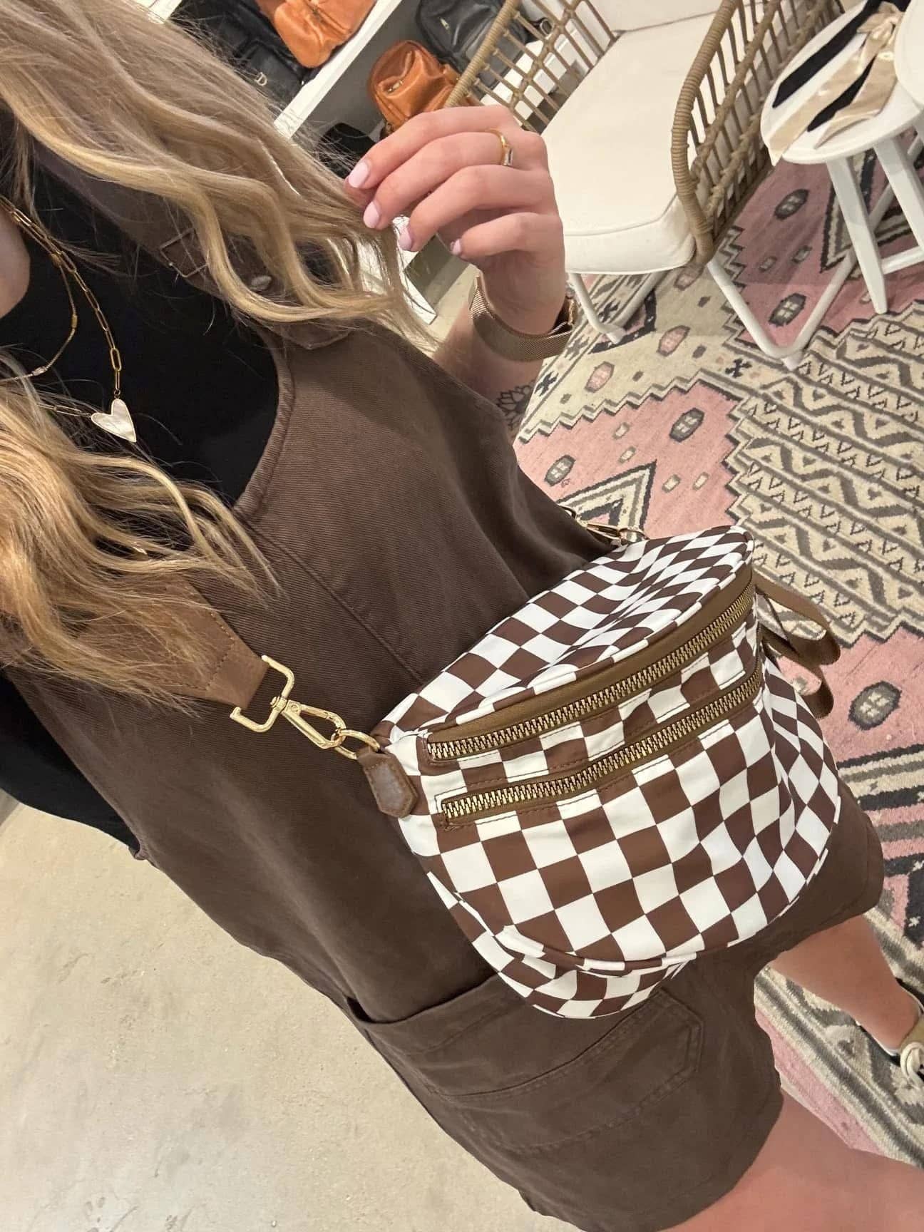 Checkered Double Zip Nylon Bag (MORE COLORS!)