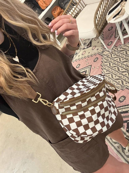 Checkered Double Zip Nylon Bag (MORE COLORS!)