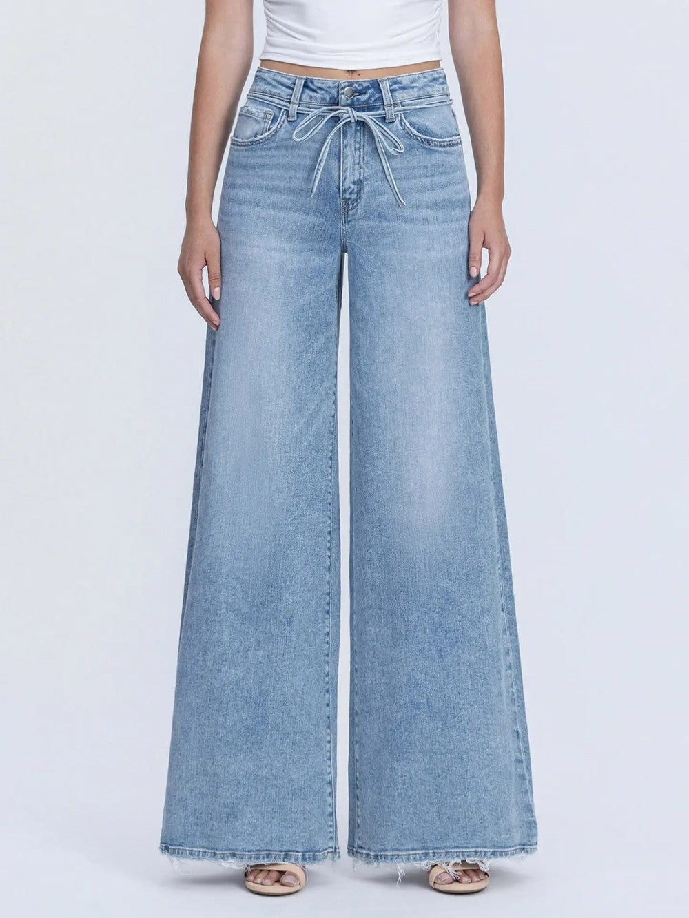 Highrise Drawstring Palazzo Jeans|8695