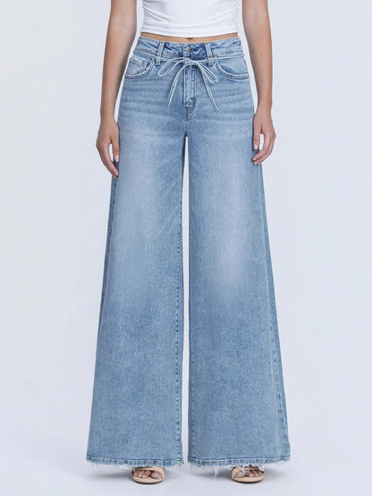 Highrise Drawstring Palazzo Jeans|8695