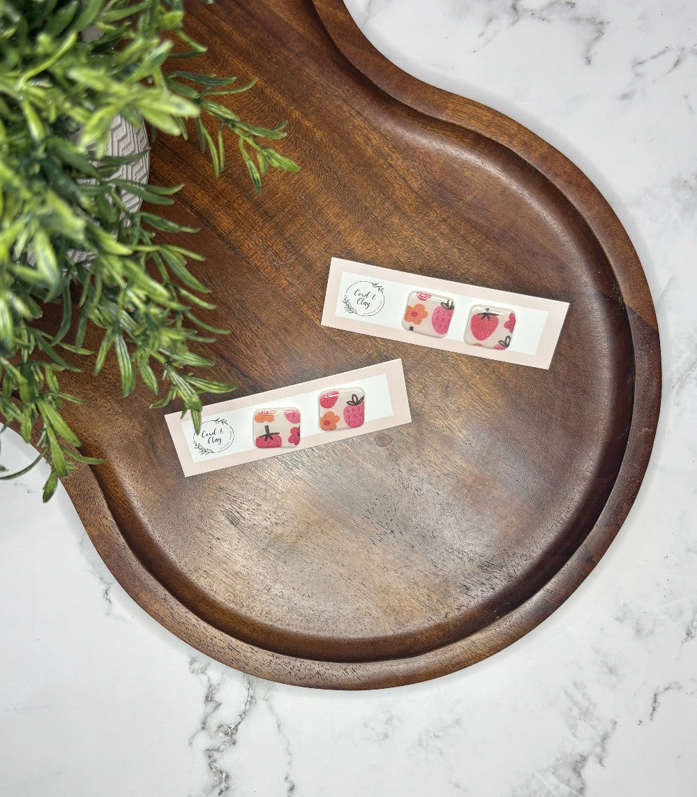 Sweet Strawberry Print Studs NF|7946