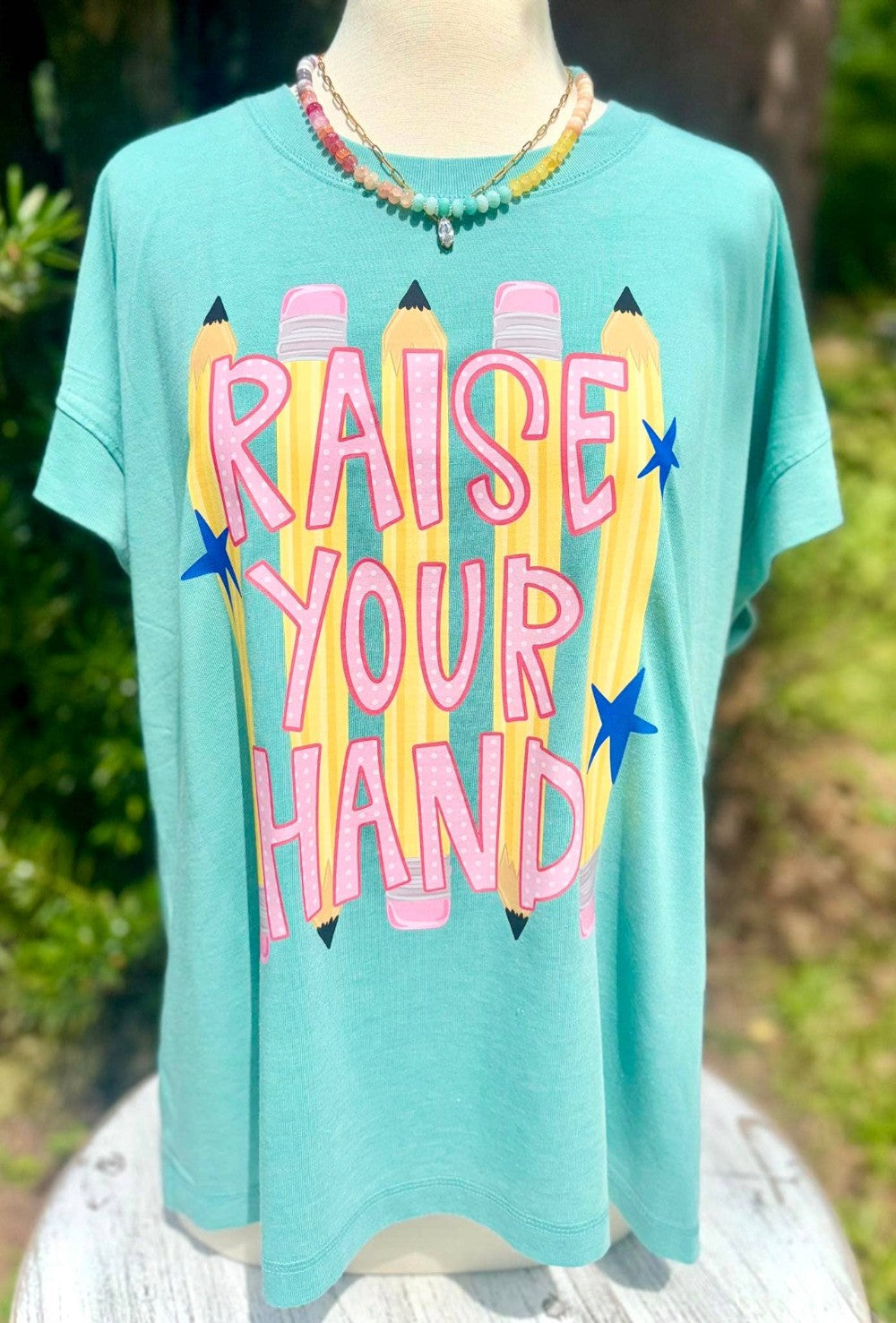 Raise Your Hand Mint Tee|9174