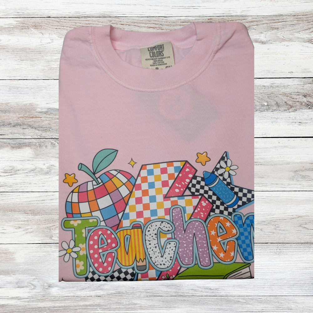 Retro Pink Teacher Shirt|5228