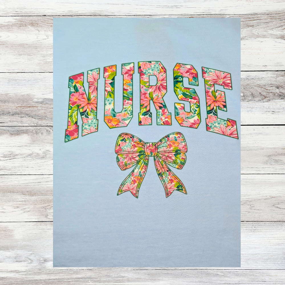 Floral “Nurse” Graphic Tee|5234