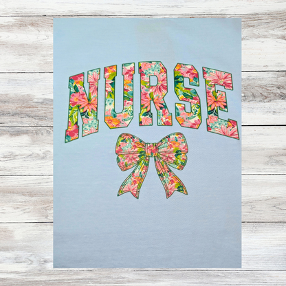 Floral “Nurse” Graphic Tee|5234